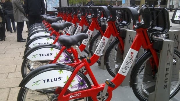 Bixi bikes in Ottawa, one of the first cities where Bixi expanded. The capital's bike-sharing system has since been taken over by Miami-based CycleHop.
