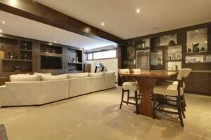 downstairs