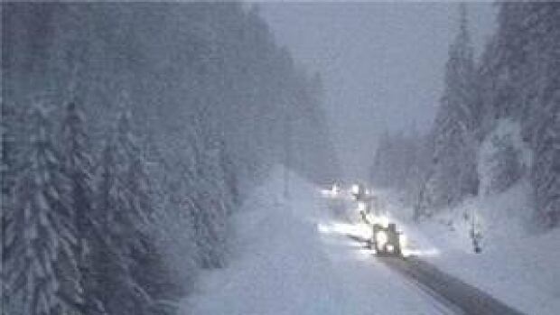 There was snow on Sutton Pass on Highway 4 between Ucluelet and Port There was snow on Sutton Pass on Highway 4 between Ucluelet and Port