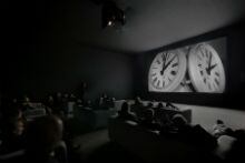 Theatre set up for viewing The Clock