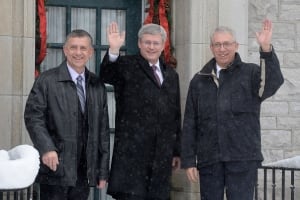 Prime Minister Stephen Harper greets new MPs