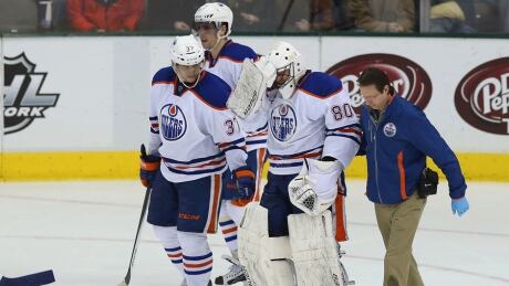 nhl news Oilers Ilya Bryzgalov leaves after collision