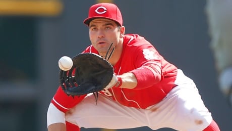 Reds first baseman Joey Votto is the first person to win the Tip O'Neill Award as Canada's top baseball player four times in a row. He hit .305 in 2013 with 24 home runs and a .435 on-base percentage. votto-joey