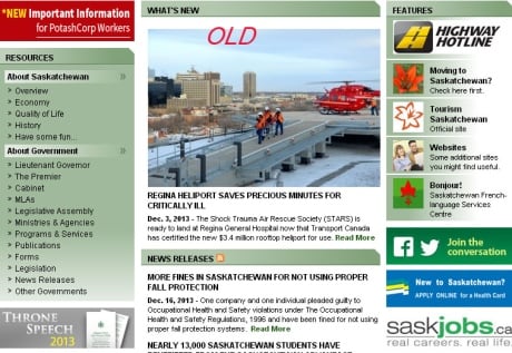 Old government of Saskatchewan website