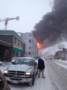 The scene from downtown