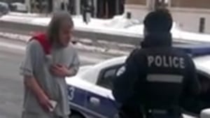 Montreal police and homeless man