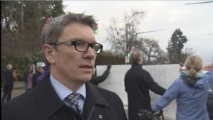 George Affleck at protest of Point Grey Road closure