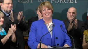 Kathy Dunderdale during resignation speech