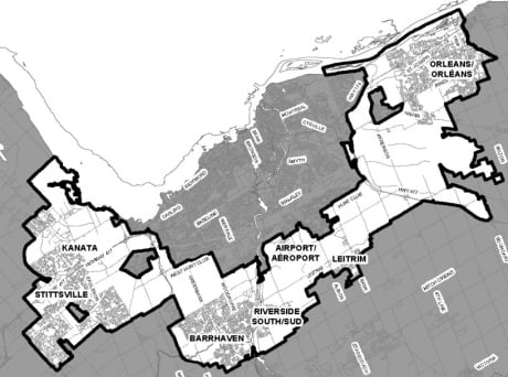 Map of suburban Ottawa