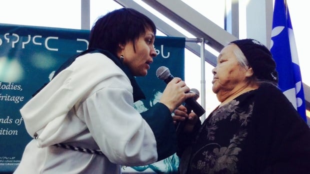 Yesterday Quebec recognized its first example of intangible cultural heritage: throat singing, katajjaniq. Evie Mark and elder Audla Tullauqa were among those performing at the inaugaral ceremony at the Montreal Museum of Fine Arts.