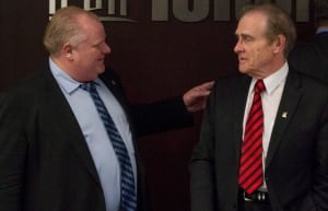 Mayor Rob Ford speaking with Deputy Mayor Norm Kelly