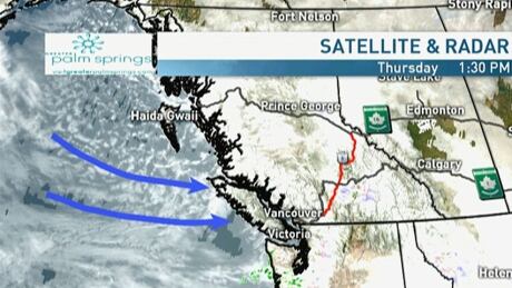 Winds are coming in to British Columbia from the west