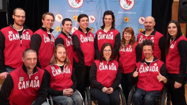 Canada's 2014 Paralympic alpine team members include, clockwise from top left: Kurt Oatway, BJ Marcoux (guide), Mac Marcoux, Kirk Schornstein, Braydon Luscombe, Alex Starker, Chris Williamson, Alana Ramsay, Josh Dueck, Kimberly Joines, Caleb Brousseau and Matt Hallat.
