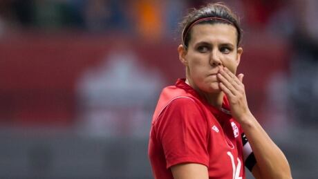 Christine Sinclair, shown in this file photo, couldn't spark her team to a win on Monday as Canada fell 2-0 to England in Cyprus. 620-sinclair