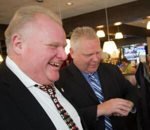 Rob and Doug Ford at the Air Canada Centre