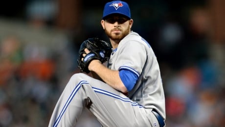 Drew Hutchison (36) of the Blue Jays has yet to allow a run over 11.3 innings in his two starts on the road so far this season. hutchison-drew-140412