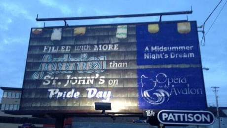 Opera on the Avalon said it would pull down this billboard on Bonaventure Avenue in St. John's after receiving complaints. Opera on the Avalon