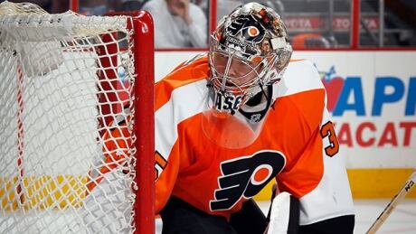 PHILADELPHIA, PA - APRIL 22: Steve Mason #35 of the Philadelphia Flyers tends net against the New York Rangers in Game Three of the First Round of the 2014 NHL Stanley Cup Playoffs at the Wells Fargo Center on April 22, 2014 in Philadelphia, Pennsylvania. The Rangers defeated the Flyers 4-1. (Photo by Bruce Bennett/Getty Images) mason-steve-140422-620