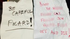Threatening notes received by James Picard