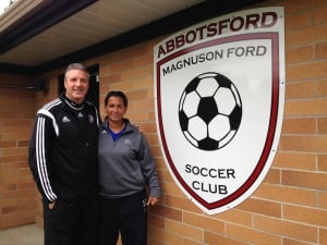Julie King and Ian Knight from the Abbotsford Soccer Club