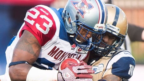 Running back Jerome Messam, seen here with the Montreal Alouettes last season, signed on with the Saskatchewan Roughriders on Wednesday. FBO CFL Bombers Alouettes 20131014