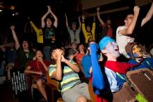Fans at "The International" Dota 2 video game competition in Seattle