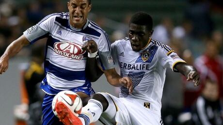 Defender Kofi Opare, right, has been traded by the Los Angeles Galaxy to D.C. United. He joins fellow Canadians Nana Attakora and Kyle Porter on the Washington roster. opare-kofi