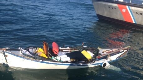 The rowboat of missing solo rower Paul Clark, 69, was recovered by the U.S. Coast Guard on Thursday. Paul Clark row boat recovered