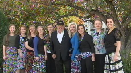 Winston Blackmore appeared outside the courthouse in Creston, B.C., on Oct. 9, 2014 along with a number of his daughters, who came to support him. Blackmore, the leader of a fundamentalist sect located in Bountiful, B.C., is charged with polygamy. Winston Blackmore, Oct. 9, 2014