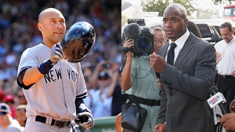 A video called Sports Gods was posted online by the website Bleacher Report Tuesday, and satirically pokes fun at the contrast in fortunes baseball and football have experienced in recent months. Jeter-Peterson-Sports-Gods-620-Getty-221014