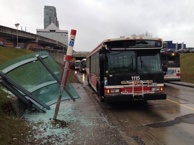 TTC bus hits shelter