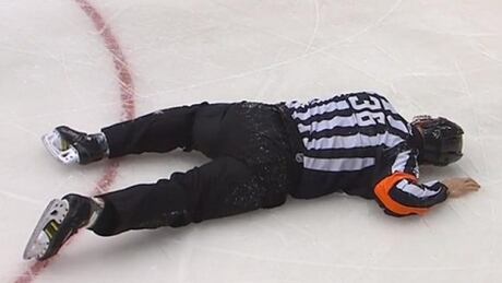 NHL referee Dean Morton left Friday night’s game between the Columbus Blue Jackets and Toronto Maple Leafs after a nasty collision with Leafs forward David Clarkson. nhl-ref