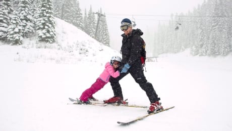 Trevor and Ellie Nelson on the slopes in Dayton, Wash. Snowboarding