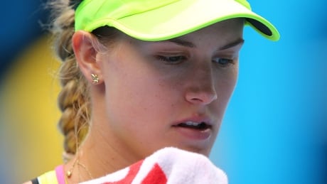 Eugenie Bouchard, seen here during her quarter-final loss at the Australian Open this week, has been left off Canada's roster for a first-round Fed Cup tie against the Czech Republic next month.
bouchard-eugenie