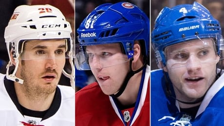 The NHL's trade deadline is March 2 at 3 p.m. ET. The seven Canadian squads were involved in 16 moves in the five weeks ahead of last year's deadline. What's in store for this year? Maybe Calgary moves Curtis Glencross, left, Montreal deals Lars Eller, middle, and Toronto trades Cody Franson, right. glencross-curtis
