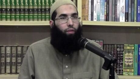 Hamza Chaoui is seen here in a still taken from one of his YouTube videos. He is sympathetic to sharia law and advocates that women should have designated guardians. Hamza Chaoui
