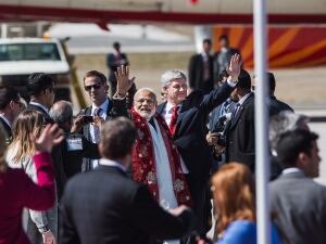 Modi arrived in Toronto around 3 p.m., after taking a special Air India flight from Ottawa along with Canadian Prime Minister Stephen Harper.