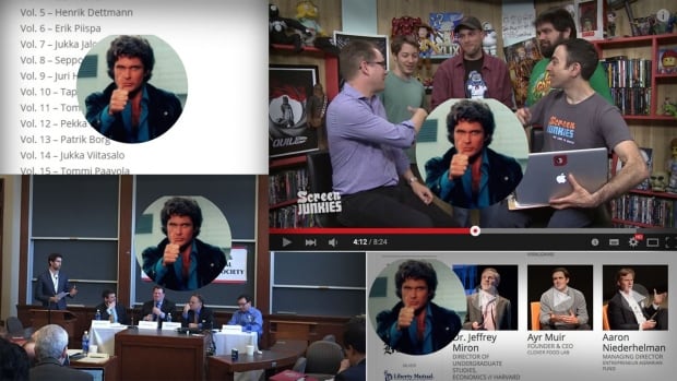 A collage of 'Congrats, you have an all male panel!' posts
