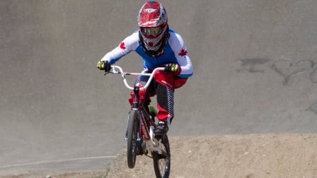 Canadian Olympic BMX cyclist Tory Nyhaug is seen during a training session in Abbotsford, B.C. OLY-BMX 20120711