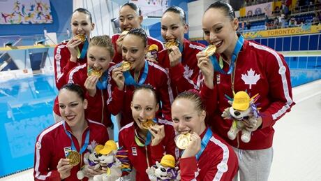 The Canadian women's synchronized swimming team captured gold for the second straight Pan Am Games. Canada women's synchro team