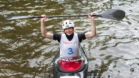 Canada's Jazmyne Denhollander edged out her opponents Sunday, winning gold in the women's kayak slalom. Pan Am 20150719