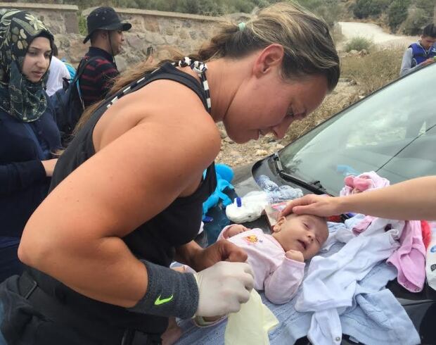 Syrian infant refugee on Lesbos