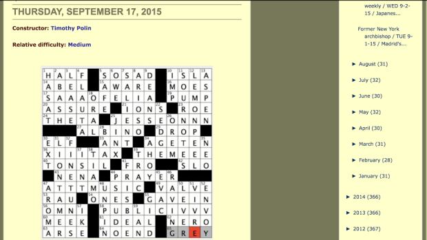 Arsing around with the New York Times crossword - Michael's essay - Home | The Sunday Edition