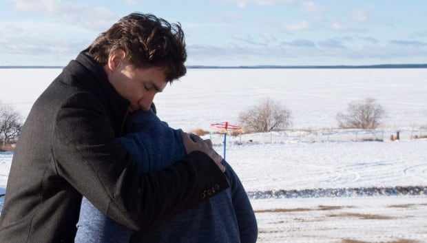 WIP PM Trudeau hugs Phyllis Longobardi in La Loche Sask Jan 29 2016