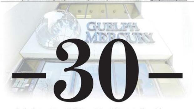 The Guelph Mercury's final front page from January 29, 2016.