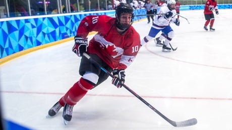 Luka Burzan, seen here in a previous game at the Youth Olympics hockey tournament, registered an assist in Canada’s shootout win against Finland in the semifinals on Friday. youth-olympics