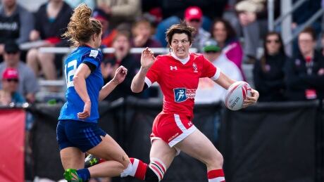 Rugby sevens matches get intense. Just ask Canada's Brittany Benn, right. Instant-Expert-Rugby-Brittany-Benn