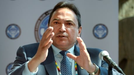 AFN National Chief Perry Bellegarde speaks during a press conference following the announcement of the inquiry into Murdered and Missing Indigenous Women at the Museum of History in Gatineau, Quebec on Wednesday, Aug. 3, 2016. The federal government has announced the terms of a long-awaited inquiry into murdered and missing indigenous women, unveiling that it will need at least $13.8 million more for the study than was originally expected. MMIW Inquiry 20160803