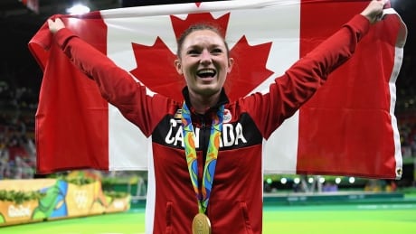 Canadian trampolinist Rosie MacLennan earned her second consecutive Olympic gold medal after a long recovery from a concussion. Rosie-MacLennan-Gold-Medal-Rio-2016