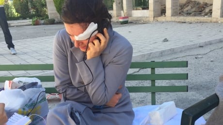 This nun and two others were pulled from rubble by a young man as three other nuns and four women remained trapped following an earthquake in Amatrice, Italy on Aug. 24, 2016. Italy earthquake nun